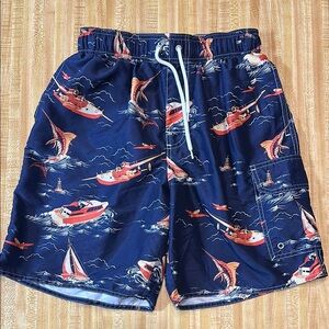 Croft & Barrow Blue Swim Trunks Nautical Design